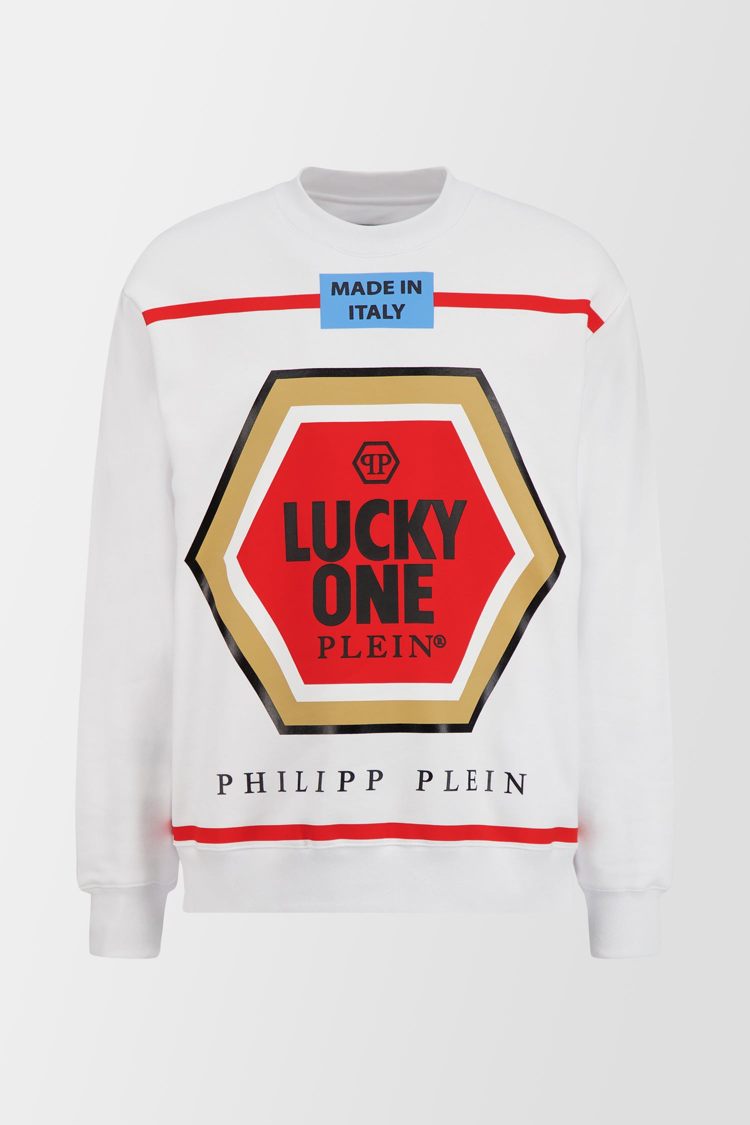 Philipp Plein White LS Print Lucky One Sweatshirt