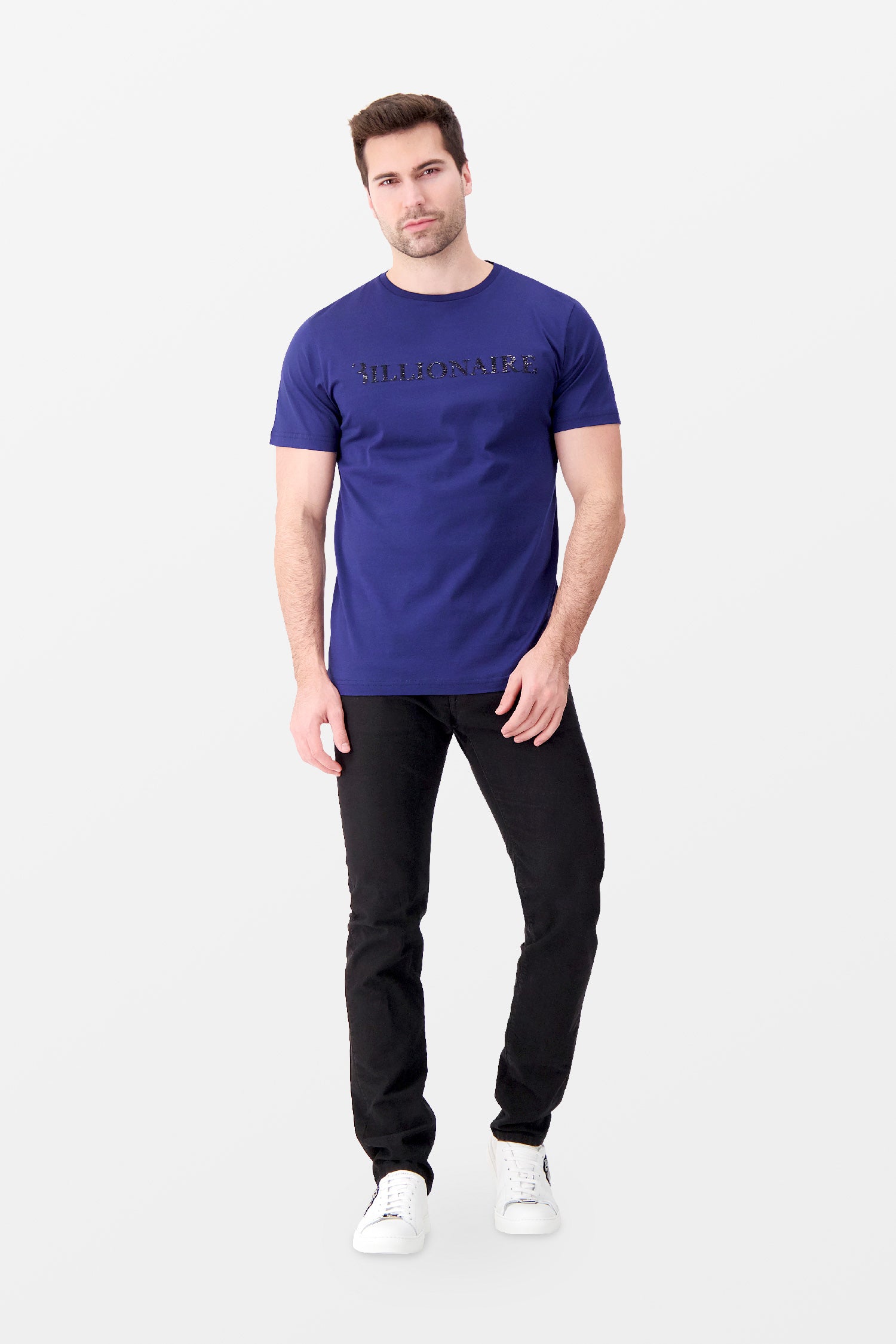 Billionaire Dark Blue SS Logos Round Neck T-Shirt