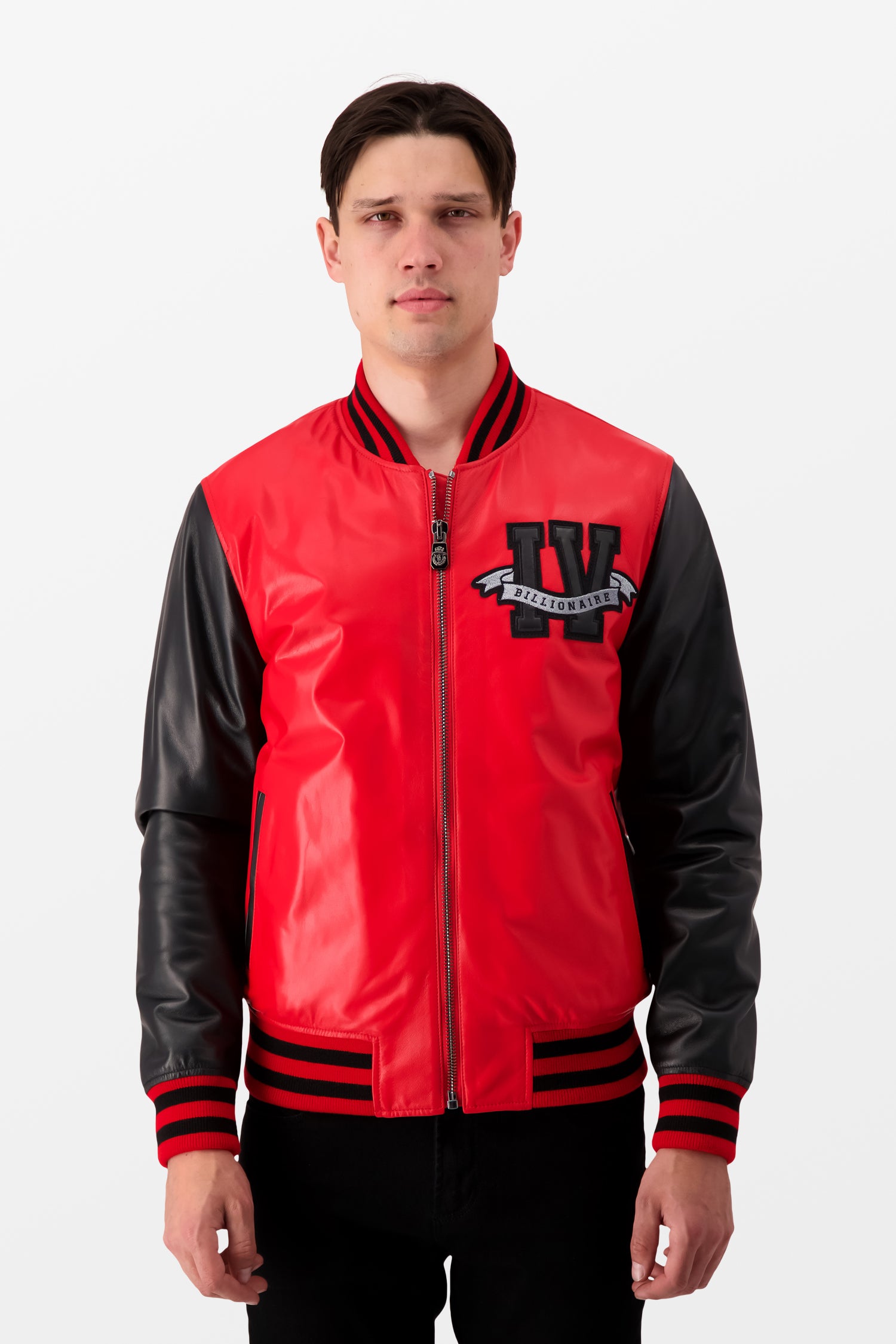 Billionaire Red Leather Bomber Jacket