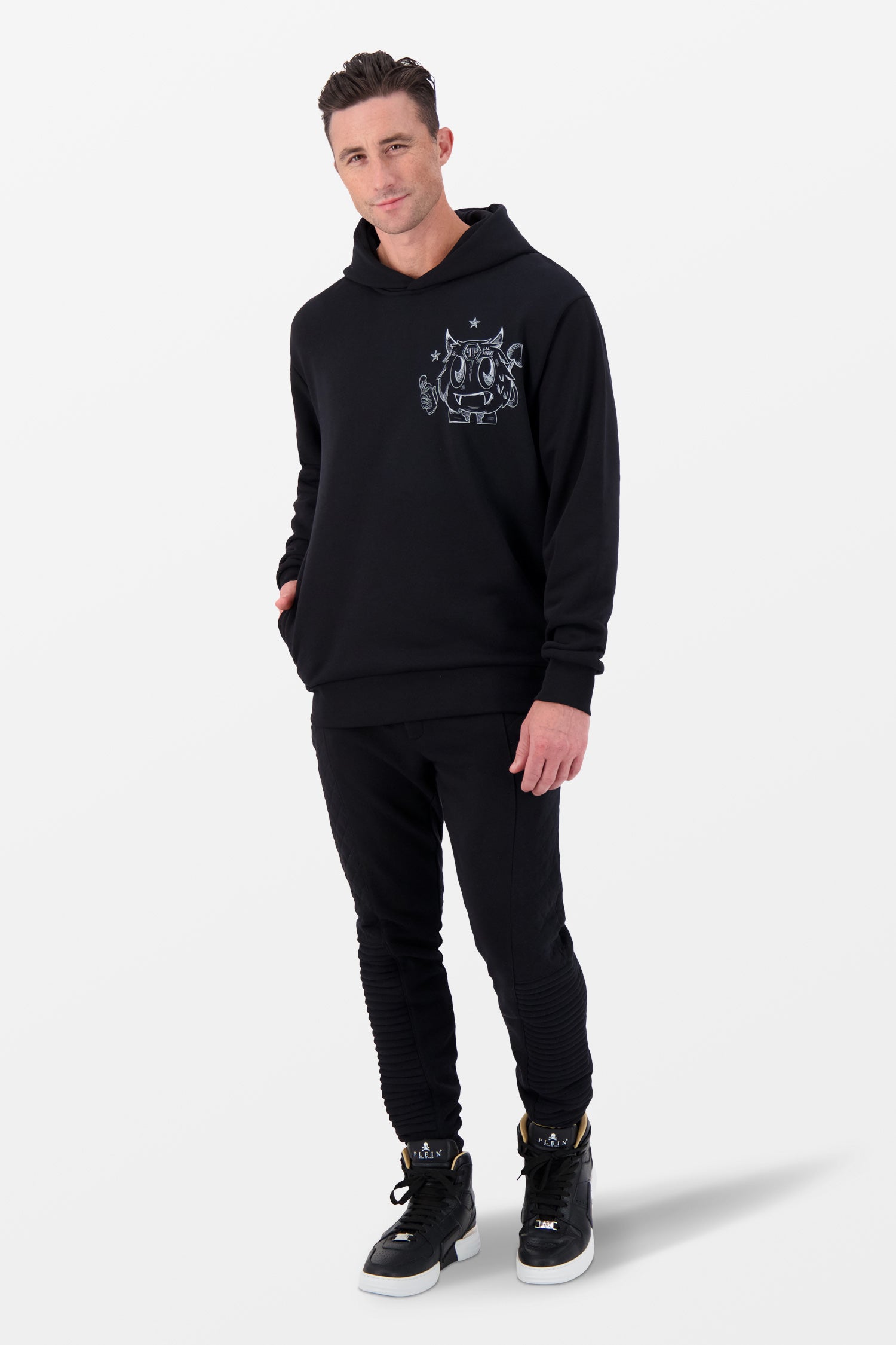 Philipp Plein Black Hoodie Monster Sweatshirt