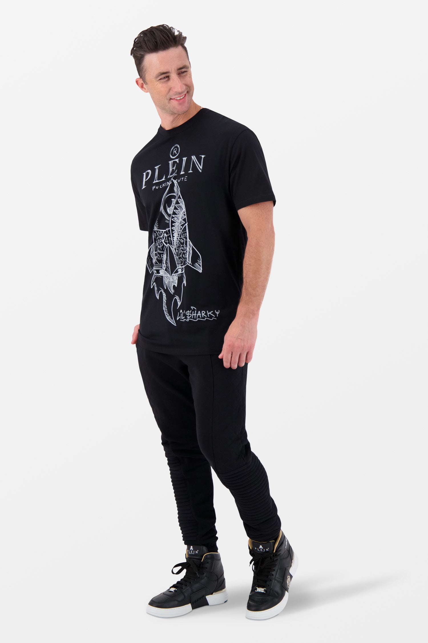 Philipp Plein Black Round Neck SS Lil hark T Shirt