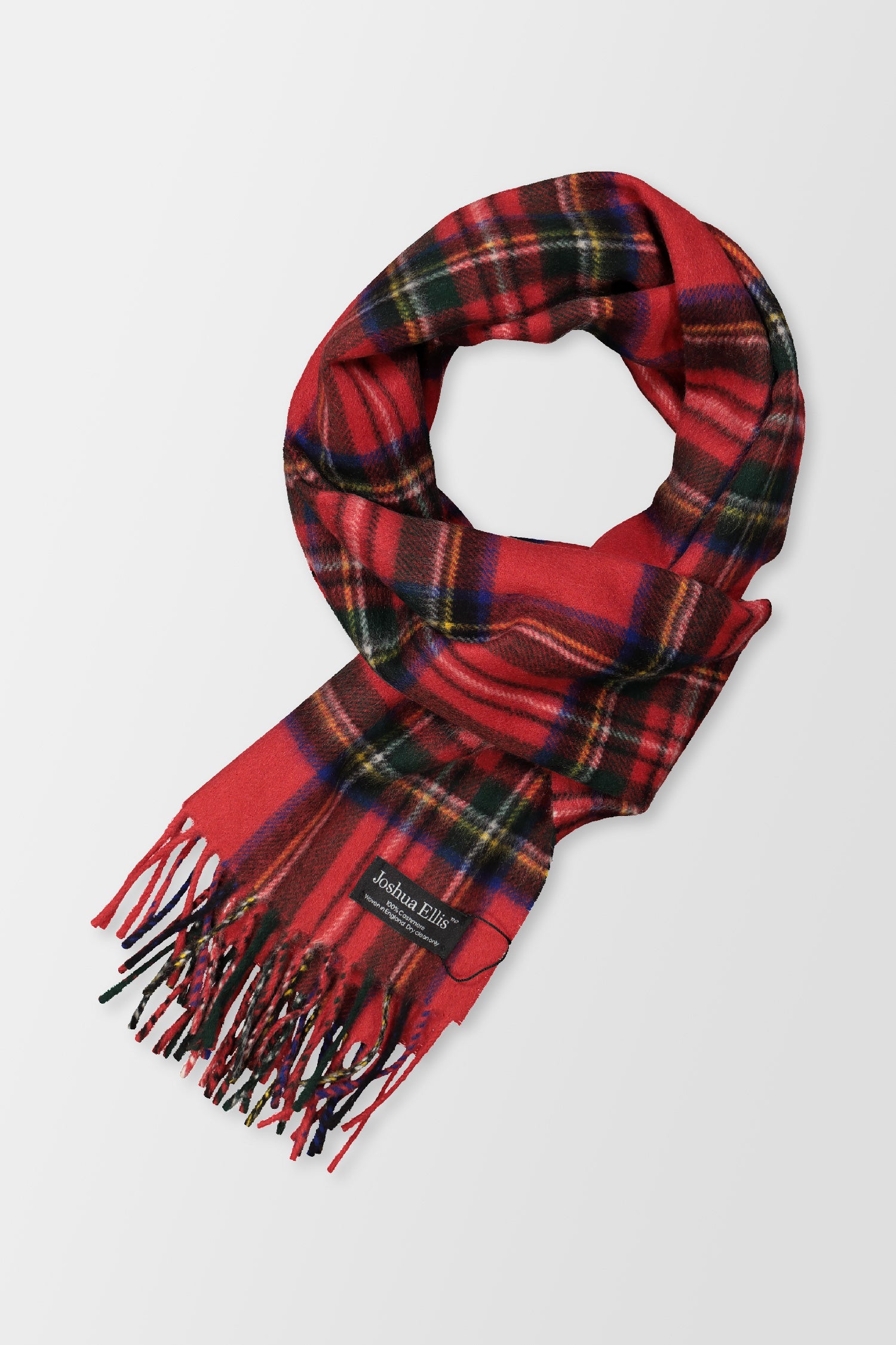 Joshua Ellis Red Classic Tartan Brushed Royal Scarf