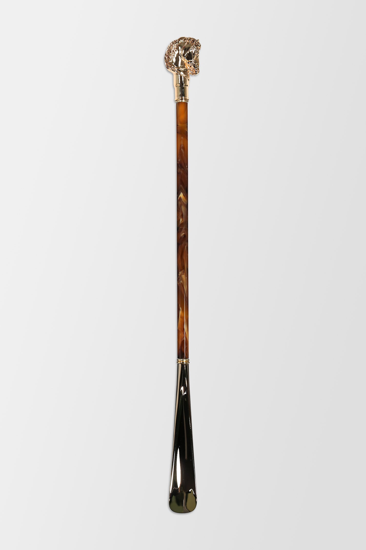 Pasotti Gold Horse Shoehorn, Pearly Brown Shaft