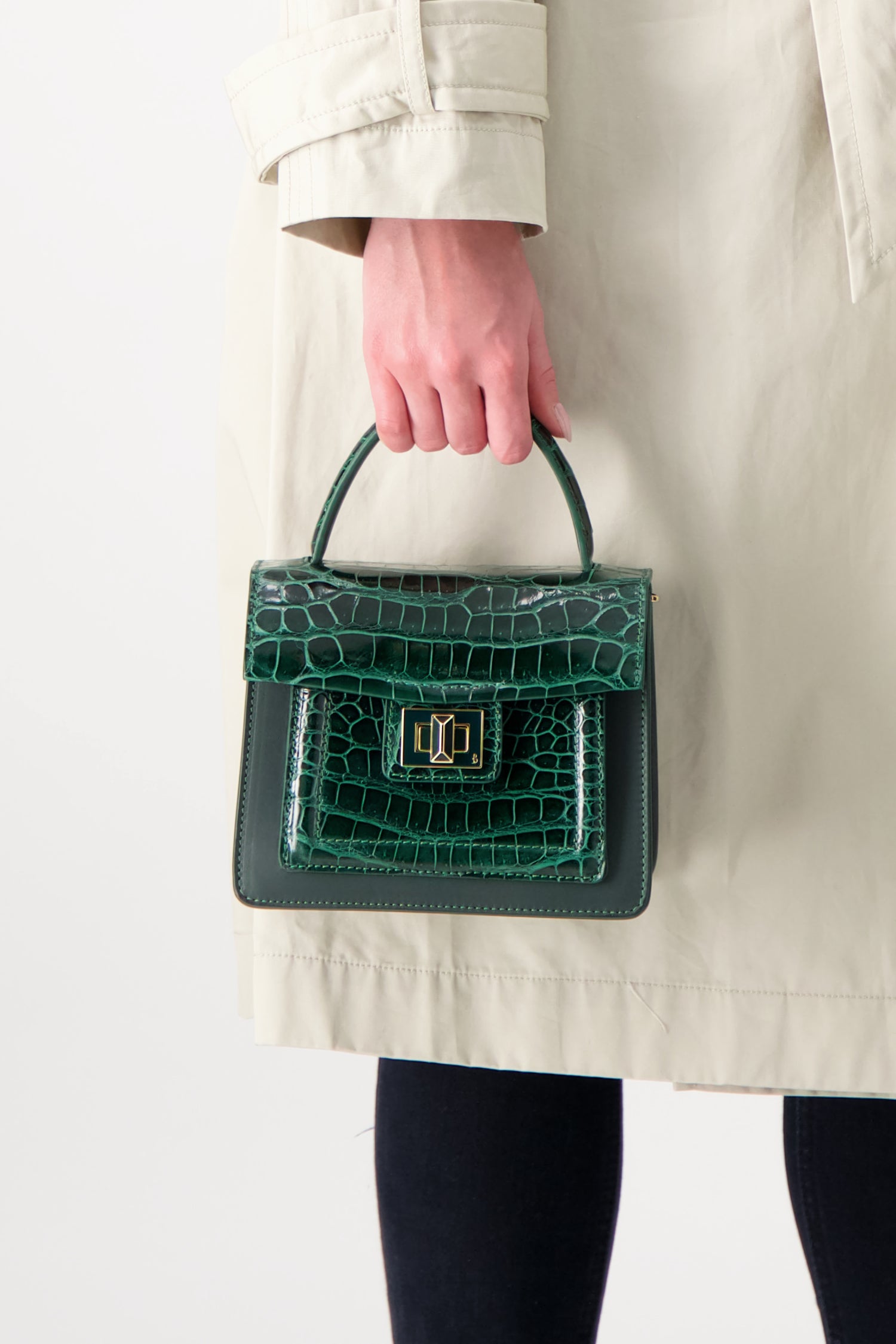 Krenoir Forest Green Croco Mini Kandie Handbag