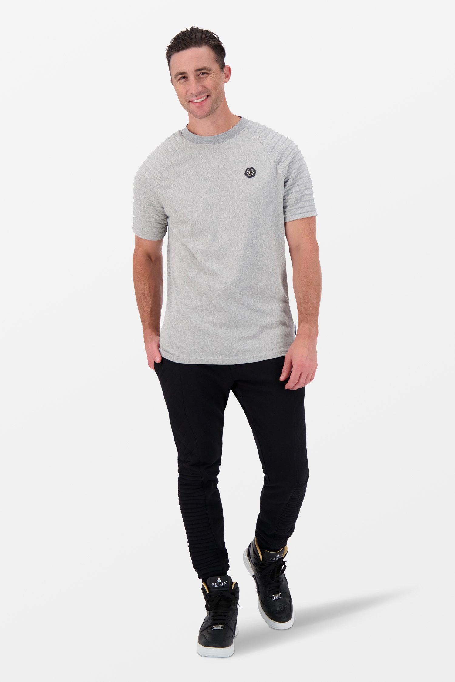 Philipp Plein Grey Round Neck SS T-Shirt