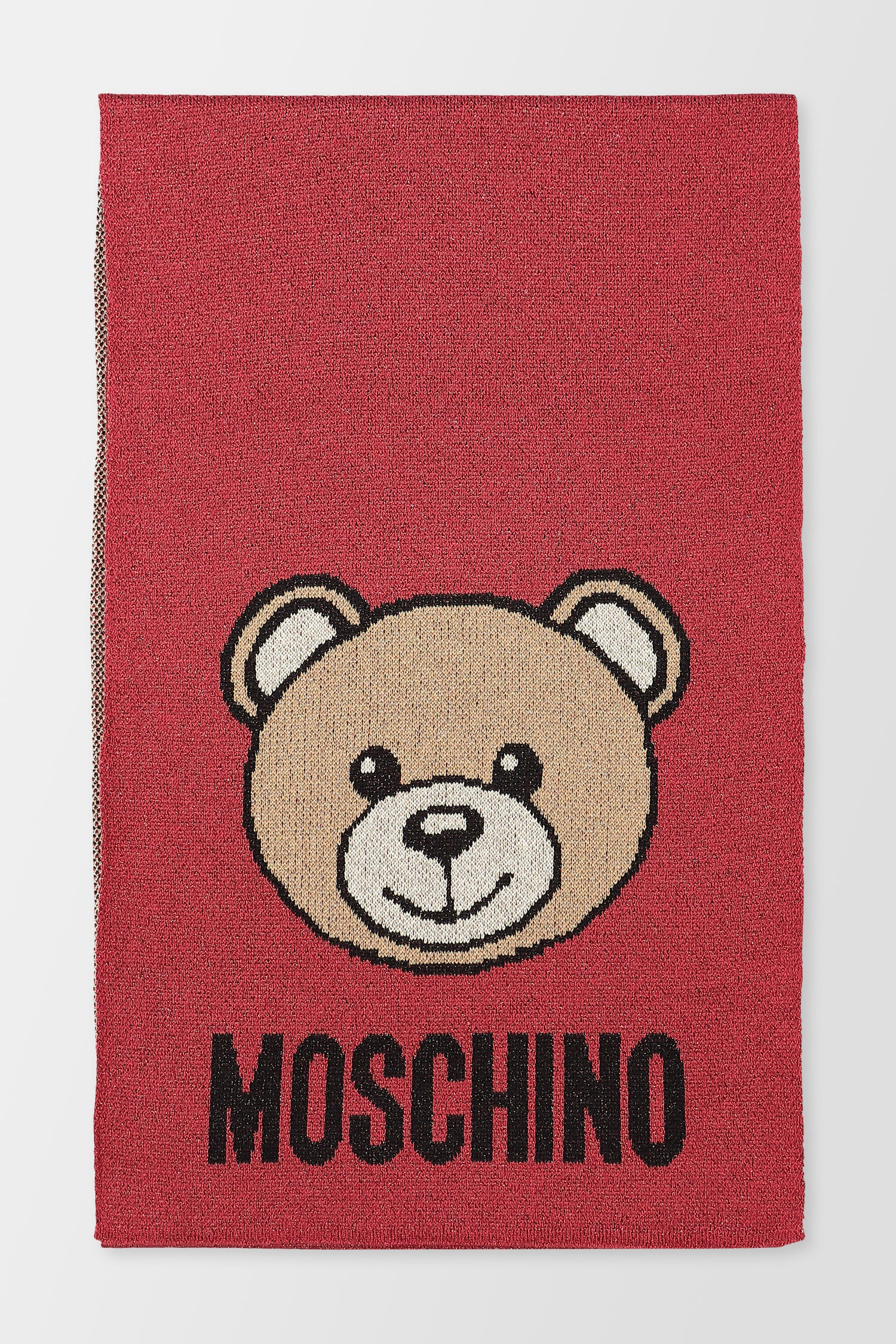 Moschino Red Teddy Printed Scarf