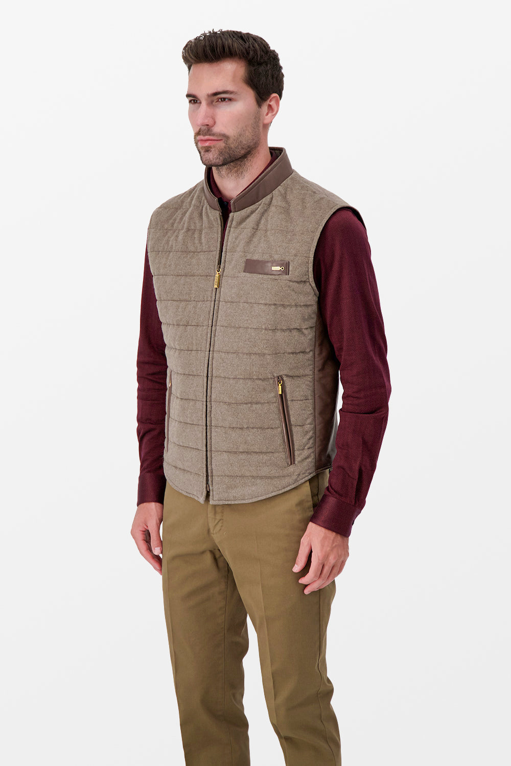 Zilli Grey Wool & Silk W/ Leather Vest
