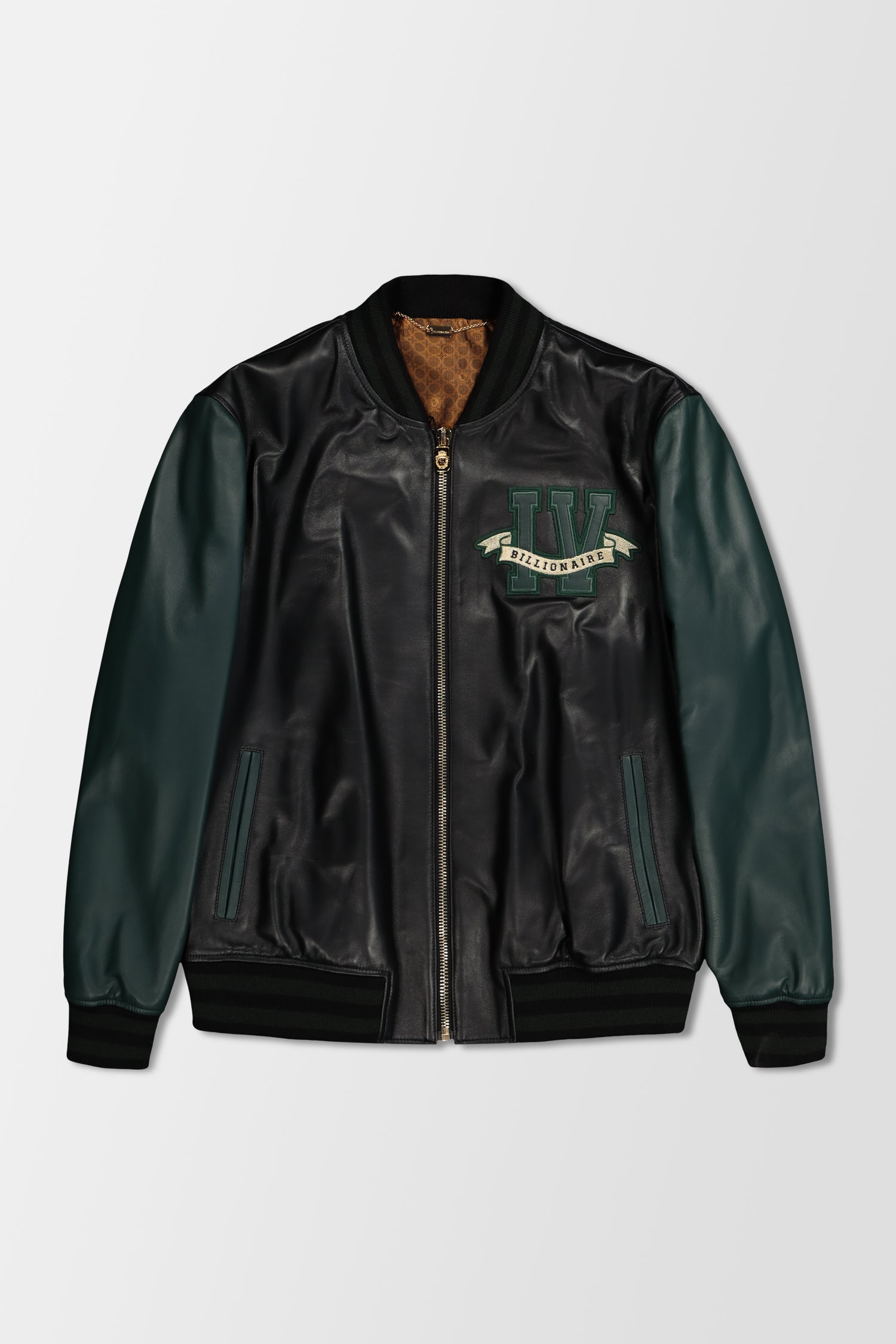 Billionaire Black Leather Bomber Jacket