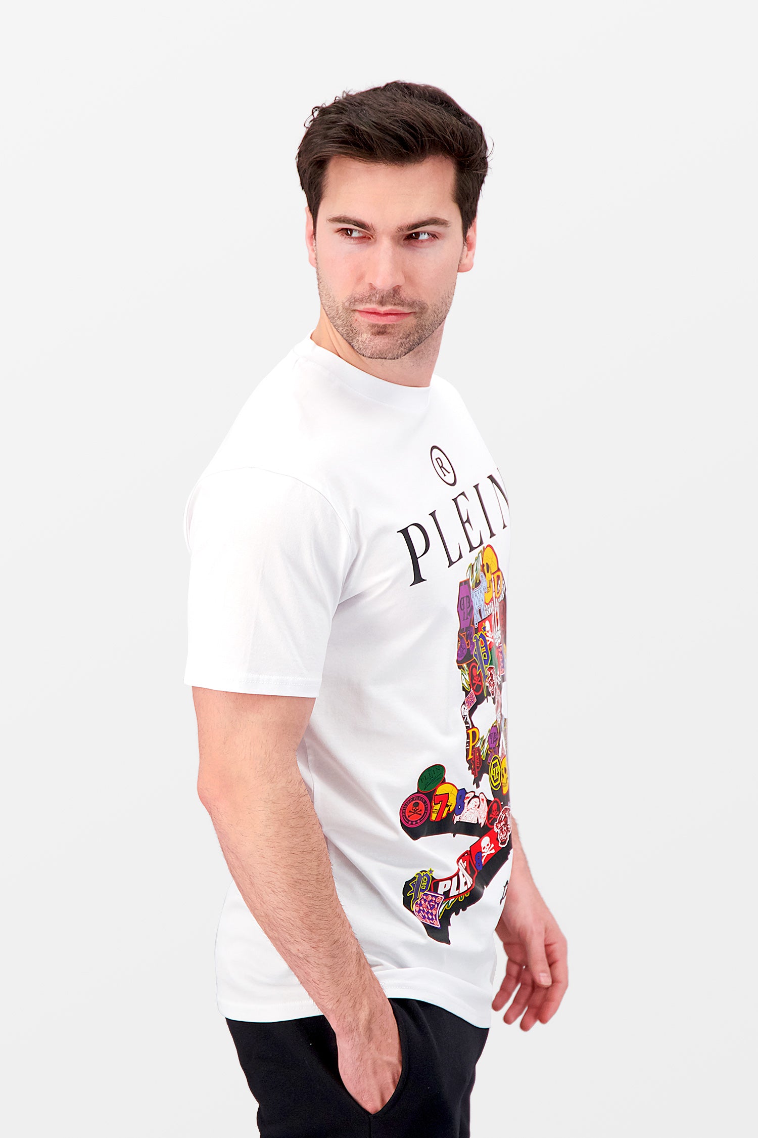 Philipp Plein White Round Neck Skull T-Shirt