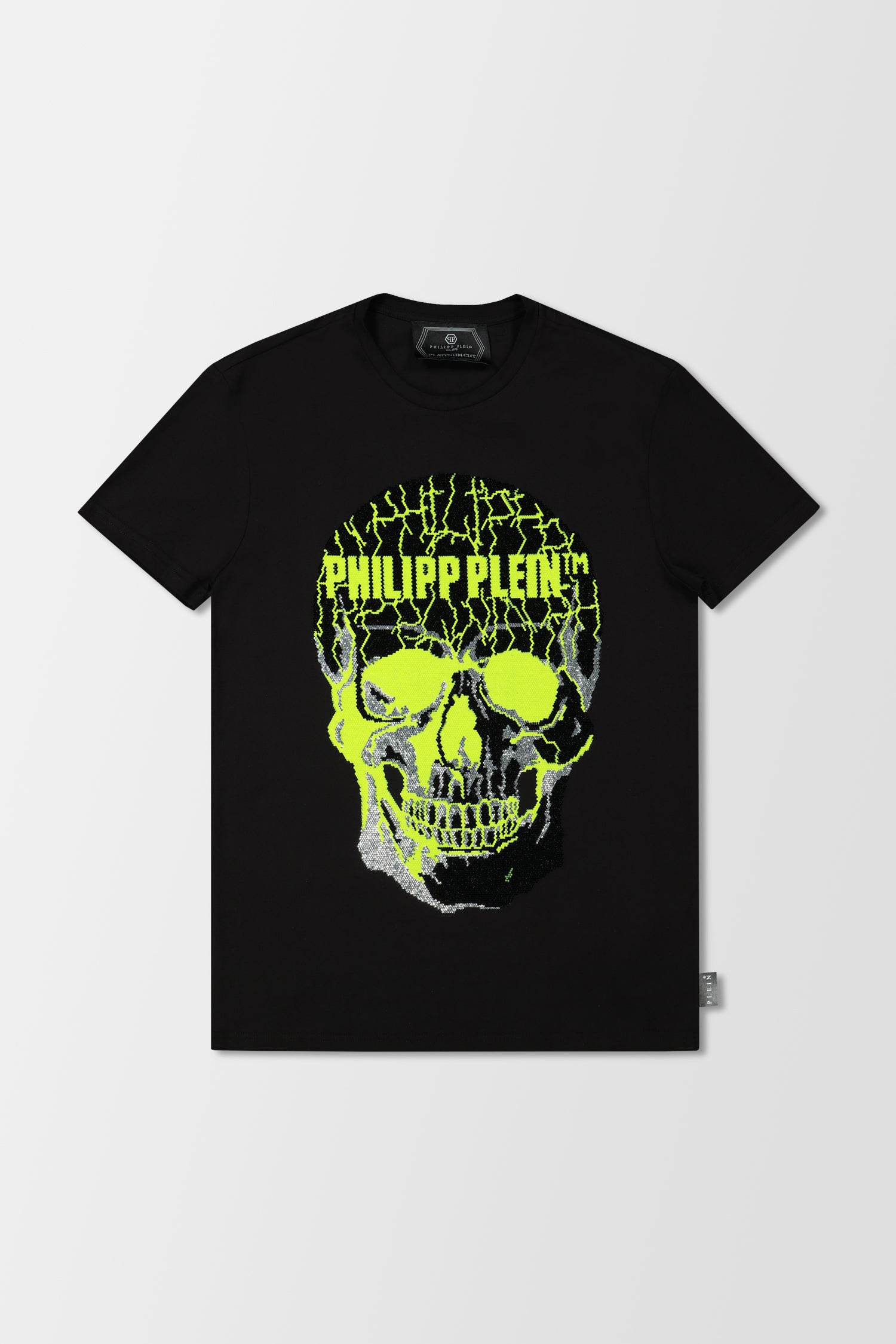 Philipp Plein Black/Yellow Round Neck Skull T-Shirt