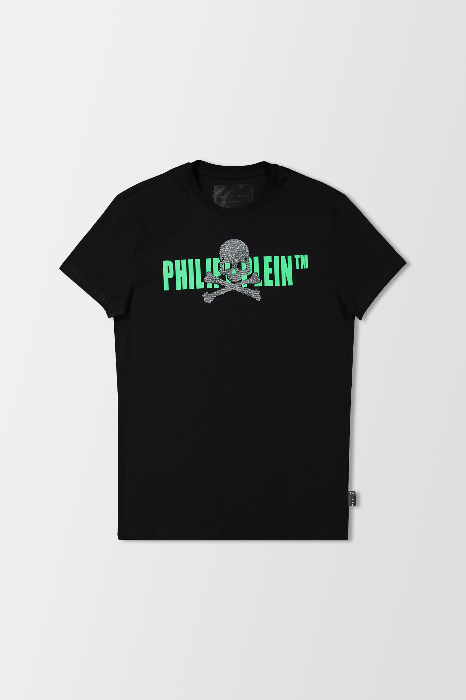 Philipp Plein Black/Neon Round Neck SS Skull Strass T-Shirt