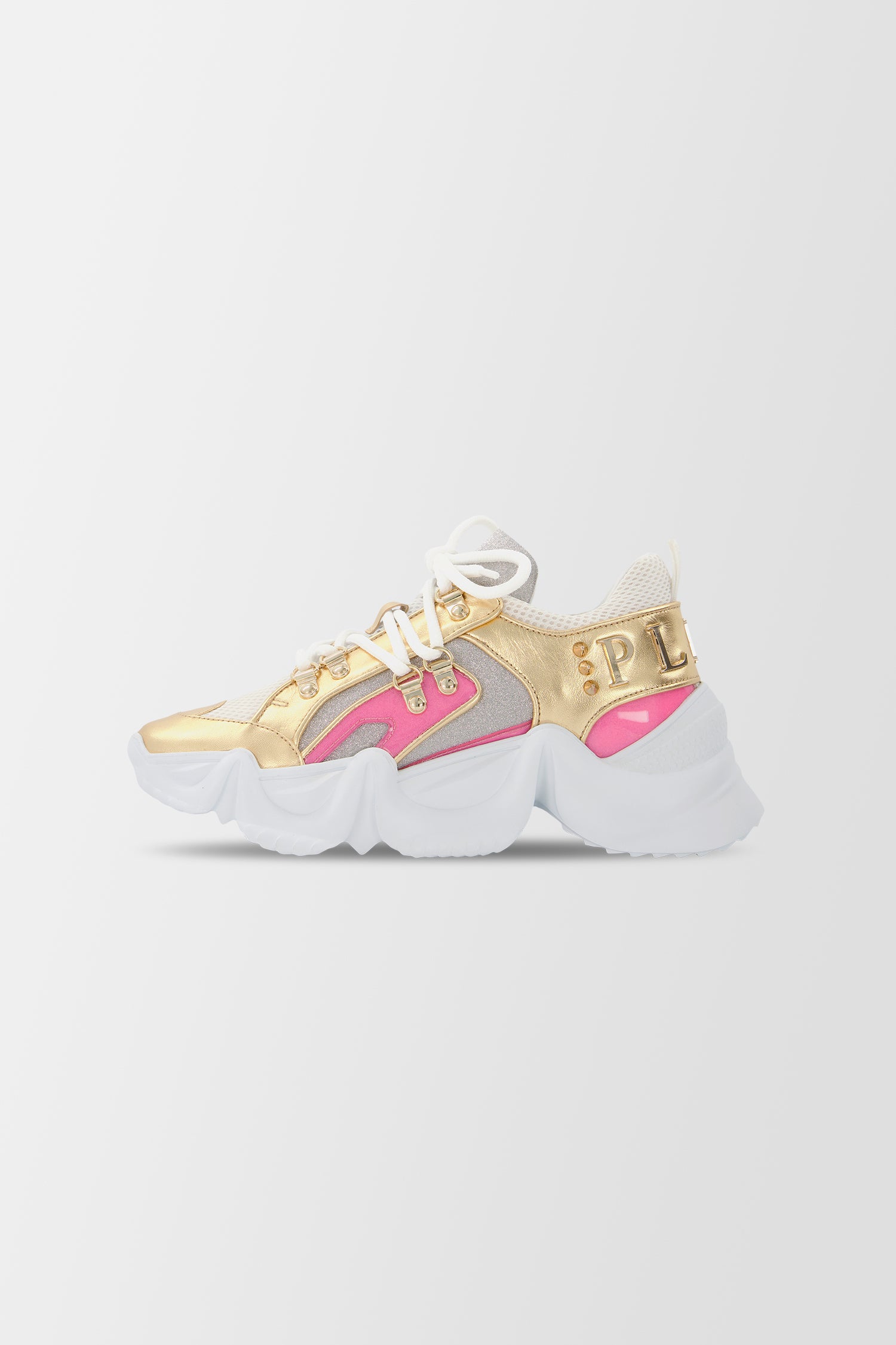 Philipp Plein Gold/Pink Crystal Sneakers