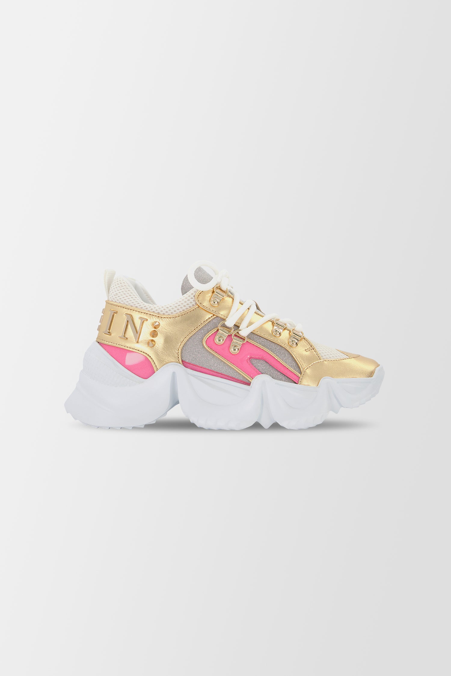 Philipp Plein Gold/Pink Crystal Sneakers