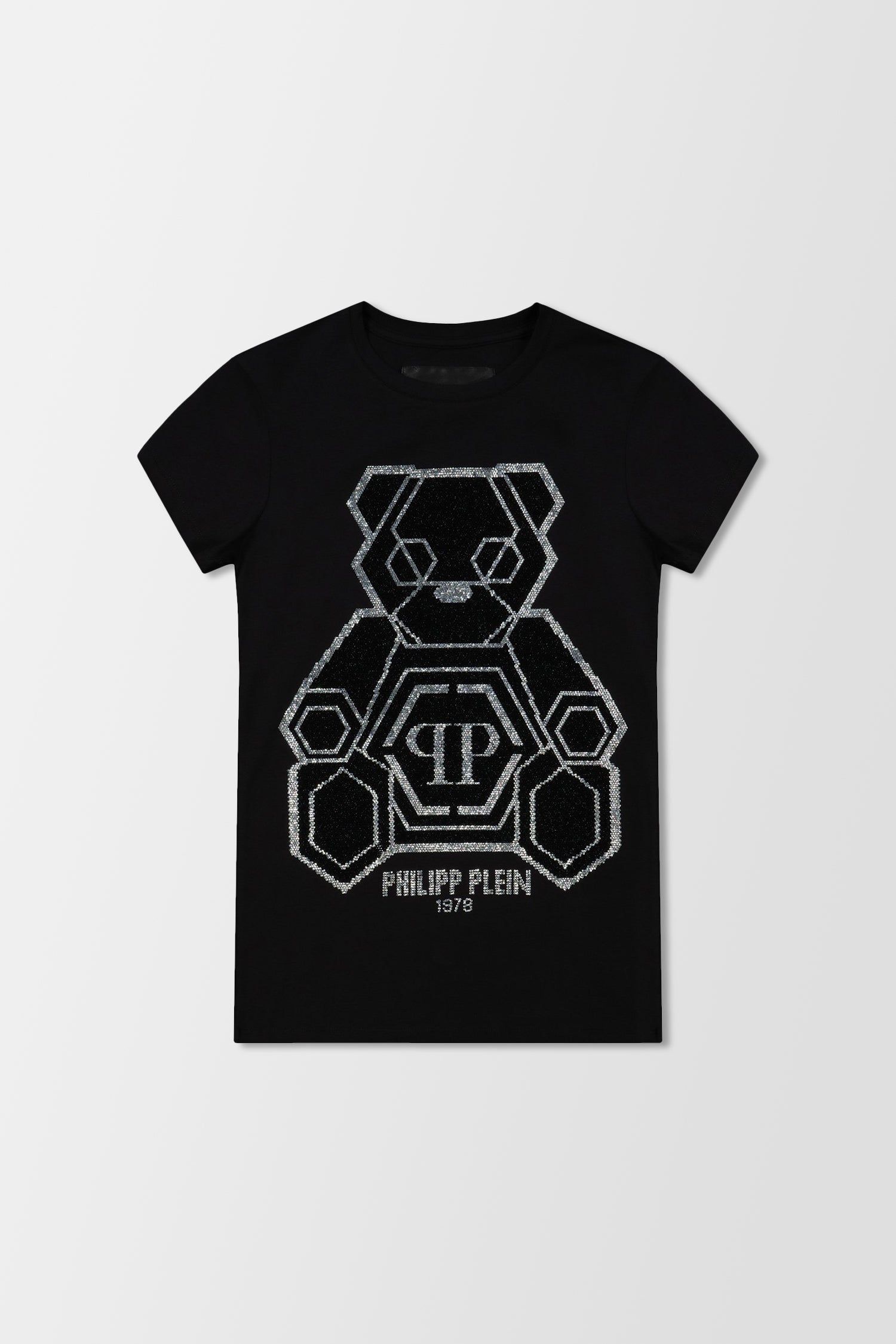 Philipp Plein Black Round Neck SS Teddy Bear T-Shirt