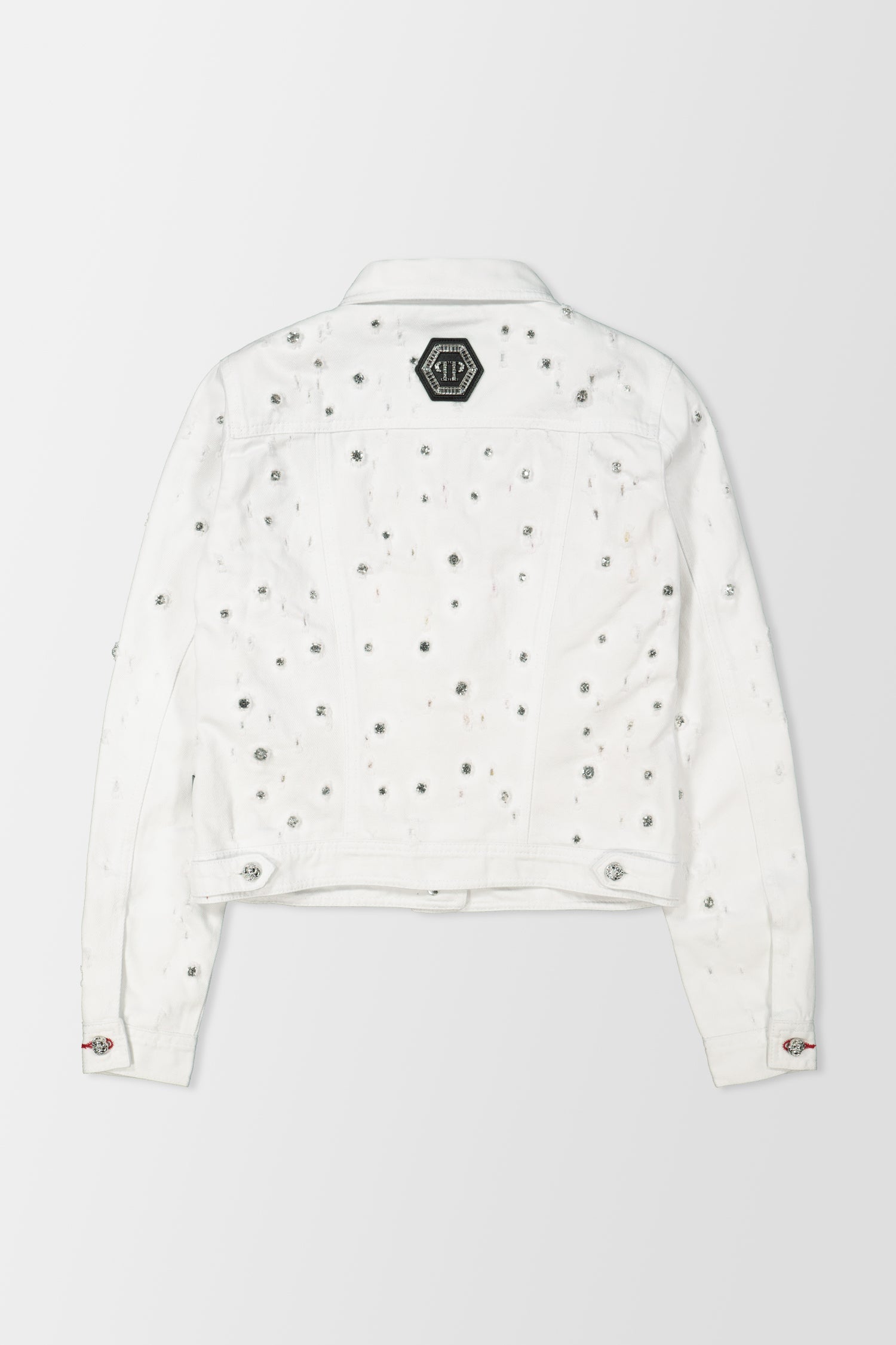 Philipp Plein White Denim Crystal Jacket