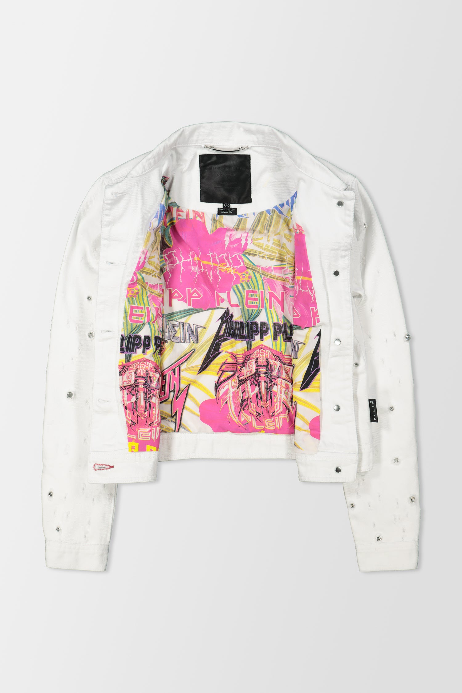 Philipp Plein White Denim Crystal Jacket