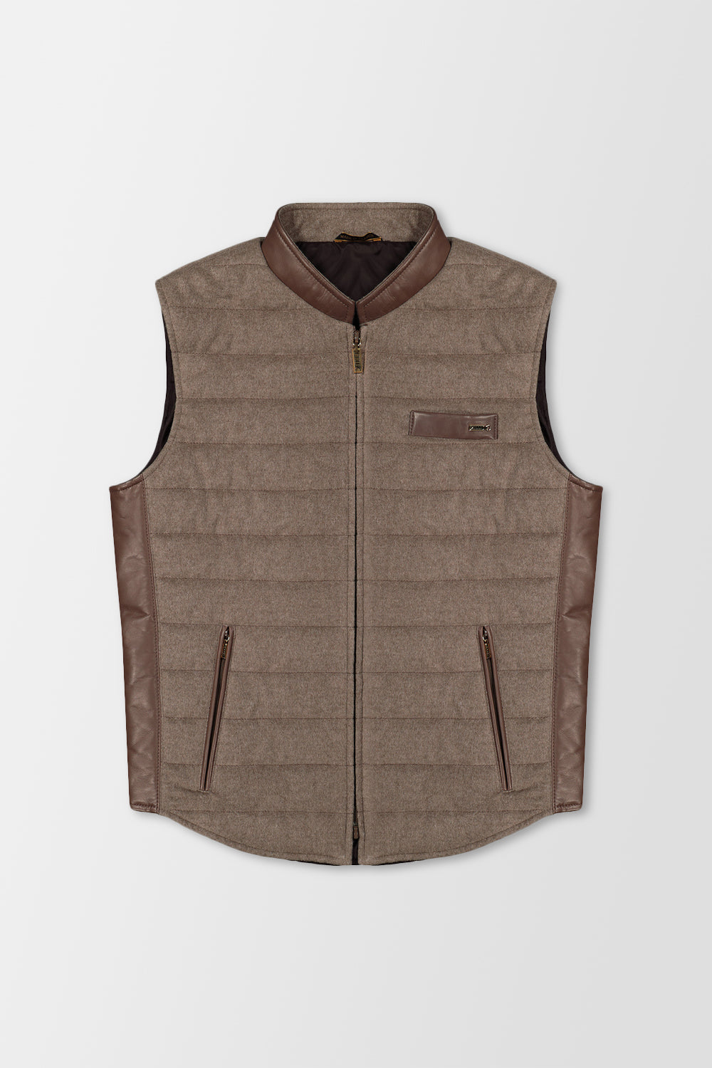 Zilli Beige Wool & Silk W/ Leather Vest